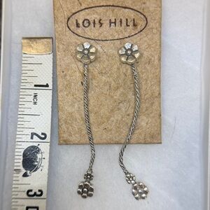 Lois Hill 925 Silver Flower Drop abstract Rope Earrings RARE